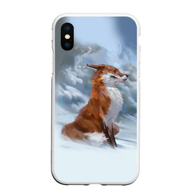 Чехол для iPhone XS Max матовый с принтом Гордый лис в Тюмени, Силикон | Область печати: задняя сторона чехла, без боковых панелей | белый | зима | лес | лис | лиса | мех | оранжевый | охотник | природа | снег | хитрый