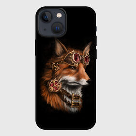 Чехол для iPhone 13 mini с принтом КОРОЛЕВСКИЙ ЛИС | KING FOX в Тюмени,  |  | белый | золото | лис | лиса | мех | оранжевый | охотник | очки | ремень | хитрый