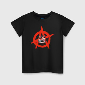 Детская футболка хлопок с принтом Монгол Шуудан в Тюмени, 100% хлопок | круглый вырез горловины, полуприлегающий силуэт, длина до линии бедер | Тематика изображения на принте: монгол шуудан анархия анархо рок рок панк