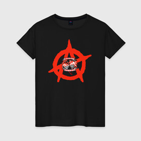 Женская футболка хлопок с принтом Монгол Шуудан в Тюмени, 100% хлопок | прямой крой, круглый вырез горловины, длина до линии бедер, слегка спущенное плечо | монгол шуудан анархия анархо рок рок панк
