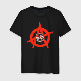 Мужская футболка хлопок с принтом Монгол Шуудан в Тюмени, 100% хлопок | прямой крой, круглый вырез горловины, длина до линии бедер, слегка спущенное плечо. | монгол шуудан анархия анархо рок рок панк