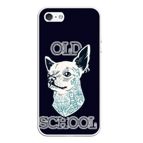 Чехол для iPhone 5/5S матовый с принтом Old school Chihuahua в Тюмени, Силикон | Область печати: задняя сторона чехла, без боковых панелей | Тематика изображения на принте: chihuahua | dog | old school | tattoo | олдскул | собака | тату | чихуахуа