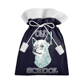 Подарочный 3D мешок с принтом Old school Chihuahua в Тюмени, 100% полиэстер | Размер: 29*39 см | Тематика изображения на принте: chihuahua | dog | old school | tattoo | олдскул | собака | тату | чихуахуа