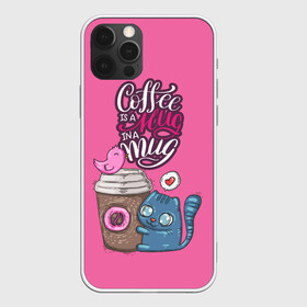 Чехол для iPhone 12 Pro с принтом Coffee is a hug в Тюмени, силикон | область печати: задняя сторона чехла, без боковых панелей | cat | coffee | food | love | кот | птичка
