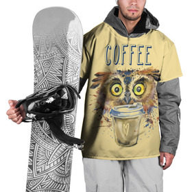 Накидка на куртку 3D с принтом Сова и кофе в Тюмени, 100% полиэстер |  | coffee | food | love | owl | кофе | сова