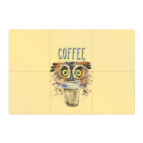 Магнитный плакат 3Х2 с принтом Сова и кофе в Тюмени, Полимерный материал с магнитным слоем | 6 деталей размером 9*9 см | coffee | food | love | owl | кофе | сова
