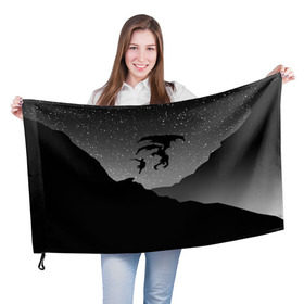 Флаг 3D с принтом THE ELDER SCROLLS в Тюмени, 100% полиэстер | плотность ткани — 95 г/м2, размер — 67 х 109 см. Принт наносится с одной стороны | dovahkiin | dragonborn | fus ro dah | rpg | skyrim | tes | the elder scrolls | докавин | рпг