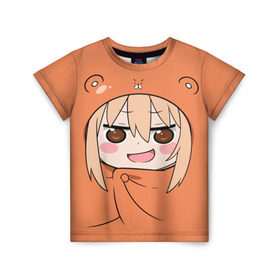 Детская футболка 3D с принтом Himouto! Umaru-chan в Тюмени, 100% гипоаллергенный полиэфир | прямой крой, круглый вырез горловины, длина до линии бедер, чуть спущенное плечо, ткань немного тянется | himouto umaru chan | himouto umaruchan | komaru | my two faced little sister | tanukichi | u.m.r. | umaru doma | двуличная сестрёнка умару | умару дома