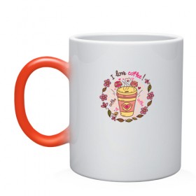Кружка хамелеон с принтом I love coffee в Тюмени, керамика | меняет цвет при нагревании, емкость 330 мл | 