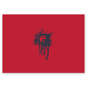 Поздравительная открытка с принтом Инь-янь в Тюмени, 100% бумага | плотность бумаги 280 г/м2, матовая, на обратной стороне линовка и место для марки
 | abstraction | абстракция | инь янь