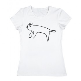 Женская футболка хлопок с принтом Кот маминой подруги в Тюмени, 100% хлопок | прямой крой, круглый вырез горловины, длина до линии бедер, слегка спущенное плечо | кот | котик | мем | прикол | рисунок