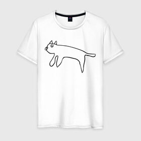 Мужская футболка хлопок с принтом Кот маминой подруги в Тюмени, 100% хлопок | прямой крой, круглый вырез горловины, длина до линии бедер, слегка спущенное плечо. | кот | котик | мем | прикол | рисунок