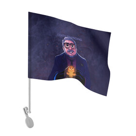 Флаг для автомобиля с принтом Guillermo del Toro в Тюмени, 100% полиэстер | Размер: 30*21 см | 
