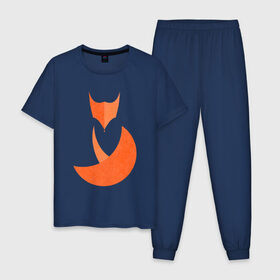 Мужская пижама хлопок с принтом FOX в Тюмени, 100% хлопок | брюки и футболка прямого кроя, без карманов, на брюках мягкая резинка на поясе и по низу штанин
 | fox | геометрия | животное | круги | лапы | лис | лиса | минимализм | хвост