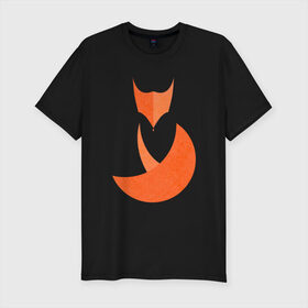 Мужская футболка премиум с принтом FOX в Тюмени, 92% хлопок, 8% лайкра | приталенный силуэт, круглый вырез ворота, длина до линии бедра, короткий рукав | fox | геометрия | животное | круги | лапы | лис | лиса | минимализм | хвост