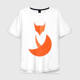 Мужская футболка хлопок Oversize с принтом FOX в Тюмени, 100% хлопок | свободный крой, круглый ворот, “спинка” длиннее передней части | fox | геометрия | животное | круги | лапы | лис | лиса | минимализм | хвост
