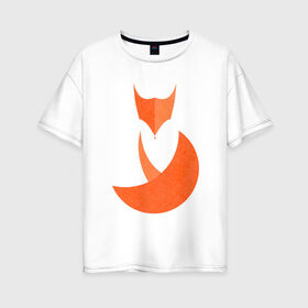 Женская футболка хлопок Oversize с принтом FOX в Тюмени, 100% хлопок | свободный крой, круглый ворот, спущенный рукав, длина до линии бедер
 | fox | геометрия | животное | круги | лапы | лис | лиса | минимализм | хвост