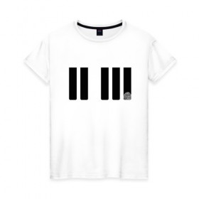 Женская футболка хлопок с принтом Отпечаток на клавише в Тюмени, 100% хлопок | прямой крой, круглый вырез горловины, длина до линии бедер, слегка спущенное плечо | геометрия | клавиша | минимализм | отпечаток | палец | пианино | синтезатор