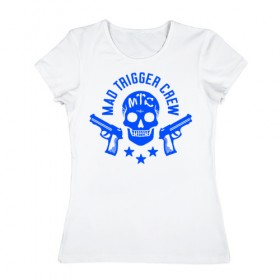 Женская футболка хлопок с принтом Hypnosis Mic Mad Trigger Crew в Тюмени, 100% хлопок | прямой крой, круглый вырез горловины, длина до линии бедер, слегка спущенное плечо | 