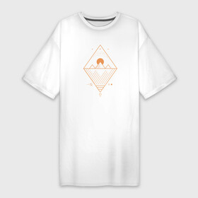 Платье-футболка хлопок с принтом Осирис в Тюмени,  |  | line art | вода | геометрия | горы | звезда. созвездие | линии | луна | минимализм | ночь | осирис | пирамиды | планеты | солнце | тень