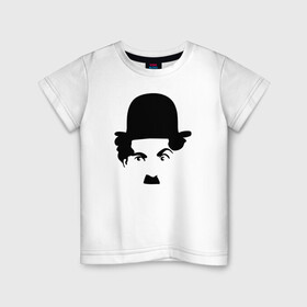 Детская футболка хлопок с принтом Чарли Чаплин в Тюмени, 100% хлопок | круглый вырез горловины, полуприлегающий силуэт, длина до линии бедер | глаза. котелок | знаменитость | известность | лицо | минимализм | портрет | чаплин | чарли