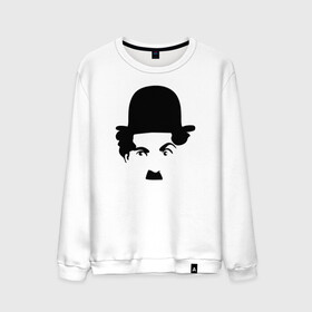 Мужской свитшот хлопок с принтом Чарли Чаплин в Тюмени, 100% хлопок |  | глаза. котелок | знаменитость | известность | лицо | минимализм | портрет | чаплин | чарли