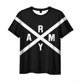 Мужская футболка 3D с принтом BTS ARMY в Тюмени, 100% полиэфир | прямой крой, круглый вырез горловины, длина до линии бедер | bts | bts army | j hope | jimin | jin | jungkook | k pop | rap monster | rapmon | suga | v | бтс | корея
