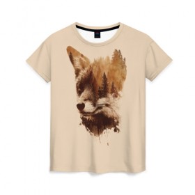 Женская футболка 3D с принтом Лесной Лис в Тюмени, 100% полиэфир ( синтетическое хлопкоподобное полотно) | прямой крой, круглый вырез горловины, длина до линии бедер | forest | fox | foxes | tree | trees | дерево | деревья | лес | лис | лиса | лисица | лисицы | лисы