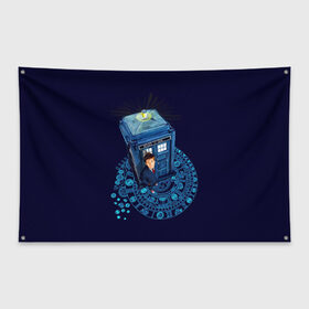 Флаг-баннер с принтом Doctor Who в Тюмени, 100% полиэстер | размер 67 х 109 см, плотность ткани — 95 г/м2; по краям флага есть четыре люверса для крепления | doctor who | доктор кто | сериал