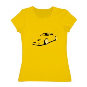 Женская футболка хлопок с принтом RX7 в Тюмени, 100% хлопок | прямой крой, круглый вырез горловины, длина до линии бедер, слегка спущенное плечо | car | mazda | rx7 | автомобиль | мазда | машина | минимализм | спорткар | тени