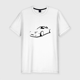 Мужская футболка хлопок Slim с принтом RX7 в Тюмени, 92% хлопок, 8% лайкра | приталенный силуэт, круглый вырез ворота, длина до линии бедра, короткий рукав | car | mazda | rx7 | автомобиль | мазда | машина | минимализм | спорткар | тени