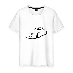 Мужская футболка хлопок с принтом RX7 в Тюмени, 100% хлопок | прямой крой, круглый вырез горловины, длина до линии бедер, слегка спущенное плечо. | car | mazda | rx7 | автомобиль | мазда | машина | минимализм | спорткар | тени