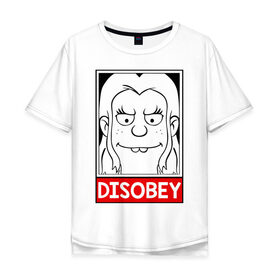 Мужская футболка хлопок Oversize с принтом Disobey в Тюмени, 100% хлопок | свободный крой, круглый ворот, “спинка” длиннее передней части | disenchantment | elfo | мэтт гроунинг | разочарование | тролль | элфо | эльф