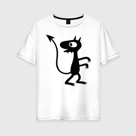 Женская футболка хлопок Oversize с принтом Luci в Тюмени, 100% хлопок | свободный крой, круглый ворот, спущенный рукав, длина до линии бедер
 | disenchantment | luci | люси | мэтт гроунинг | разочарование | тролль | эльф