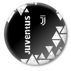 Значок с принтом Juventus Black and White в Тюмени,  металл | круглая форма, металлическая застежка в виде булавки | Тематика изображения на принте: club | football | juventus | белый | италия | клуб | форма | черный | ювентус