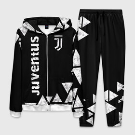 Мужской костюм 3D с принтом Juventus Black and White в Тюмени, 100% полиэстер | Манжеты и пояс оформлены тканевой резинкой, двухслойный капюшон со шнурком для регулировки, карманы спереди | club | football | juventus | белый | италия | клуб | форма | черный | ювентус