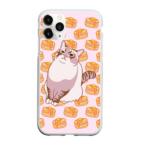 Чехол для iPhone 11 Pro Max матовый с принтом Блины в Тюмени, Силикон |  | cat | fat | internet | meme | pancakes | блины | интернет | кот | лупс | мем