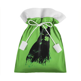 Подарочный 3D мешок с принтом Кот и Клевер в Тюмени, 100% полиэстер | Размер: 29*39 см | cat | clover | ireland | patric saint day | день святого патрика | ирландия | клевер | кот | кошка | черная кошка