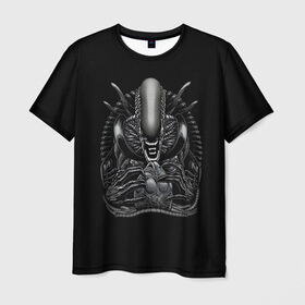 Мужская футболка 3D с принтом Чужой и Его Прелесть в Тюмени, 100% полиэфир | прямой крой, круглый вырез горловины, длина до линии бедер | alien | aliens | horror | predator | ufo | инопланетяне | инопланетянин | нло | пришелец | пришельцы | ужасы | фантастика | хищник | чужой