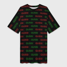Платье-футболка 3D с принтом GUSSI в Тюмени,  |  | anti brend | gussi | trend | антибренд | гуси | мода | надписи | тренд