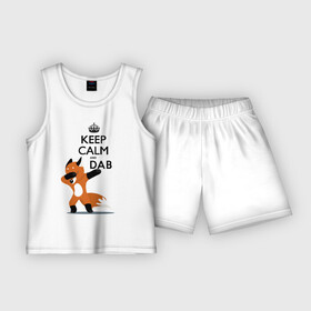 Детская пижама с шортами хлопок с принтом Dab лиса в Тюмени,  |  | fox | keep calm | даб | дэб | лис | лиса