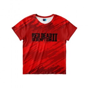 Детская футболка 3D с принтом RED DEAD REDEMPTION 2 в Тюмени, 100% гипоаллергенный полиэфир | прямой крой, круглый вырез горловины, длина до линии бедер, чуть спущенное плечо, ткань немного тянется | gamer | gun | logo | play | player | rdr2 | red dead redemption 2 | rockstar | western | вестерн | ковбои | компьютерные игры 2019 | криминал | лого | рокстар