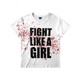 Детская футболка 3D с принтом Fight like a girl в Тюмени, 100% гипоаллергенный полиэфир | прямой крой, круглый вырез горловины, длина до линии бедер, чуть спущенное плечо, ткань немного тянется | 