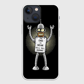 Чехол для iPhone 13 mini с принтом Kill All Humans в Тюмени,  |  | Тематика изображения на принте: all | bender | futurama | humans | kill | бендер | близок | всех | конец | людей | футурама