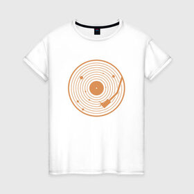 Женская футболка хлопок с принтом Солнечная пластинка в Тюмени, 100% хлопок | прямой крой, круглый вырез горловины, длина до линии бедер, слегка спущенное плечо | Тематика изображения на принте: венера | геометрия | звук | земля | игла | кольца | круги | марс | меркурий | минимализм | планеты | пластинка | сатурн | солнечная пластинка | солнечная система | солнце | уран | юпитер