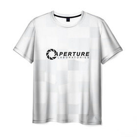 Мужская футболка 3D с принтом Aperture Labs в Тюмени, 100% полиэфир | прямой крой, круглый вырез горловины, длина до линии бедер | Тематика изображения на принте: лаборатория | портал