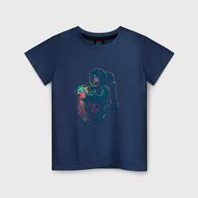 Детская футболка хлопок с принтом Космическая медуза в Тюмени, 100% хлопок | круглый вырез горловины, полуприлегающий силуэт, длина до линии бедер | астронавт | космонавт | космос | краски | медуза | невесомость | свет. отражение. тело | скафандр | фантастика | цвета | чудеса