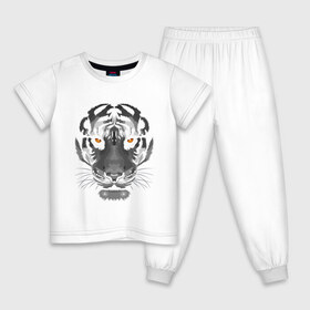 Детская пижама хлопок с принтом Белый тигр в Тюмени, 100% хлопок |  брюки и футболка прямого кроя, без карманов, на брюках мягкая резинка на поясе и по низу штанин
 | Тематика изображения на принте: белый | голова | лицо | портрет | тигр | хищник | шерсть