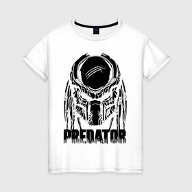Женская футболка хлопок с принтом PREDATOR в Тюмени, 100% хлопок | прямой крой, круглый вырез горловины, длина до линии бедер, слегка спущенное плечо | prediator | инопланетяне | опасность | пришельцы | фильм | хищник