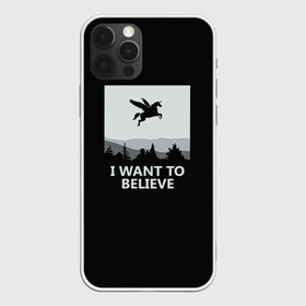 Чехол для iPhone 12 Pro с принтом I Want to Believe в Тюмени, силикон | область печати: задняя сторона чехла, без боковых панелей | Тематика изображения на принте: magic | unicorn | верить | единорог | лес | магия